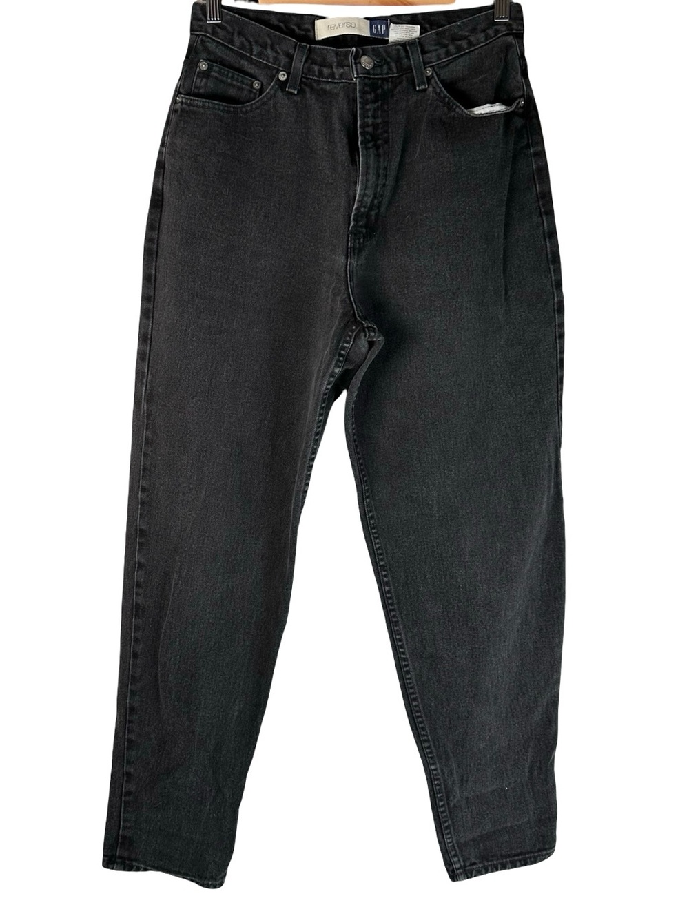 Gap Vintage 1990’s Reverse Fit Black High Rise Tapered Denim Mom Jeans Size 12R